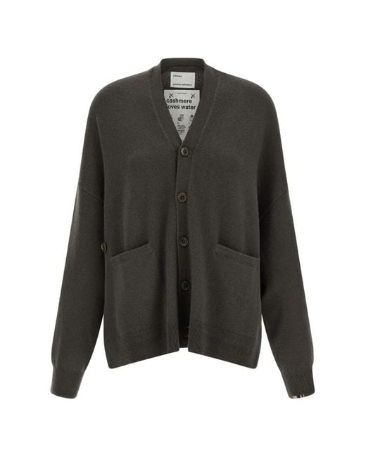 Extreme Cashmere Black V-Neck Side Slits Cardigan