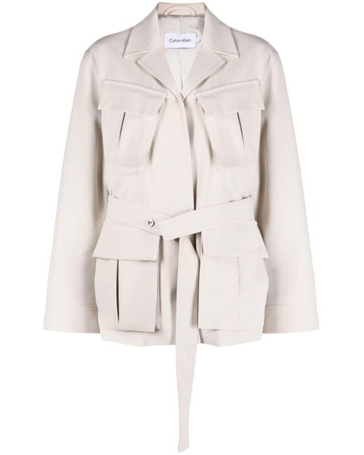 Calvin Jacket With Belt in Natural | Lyst