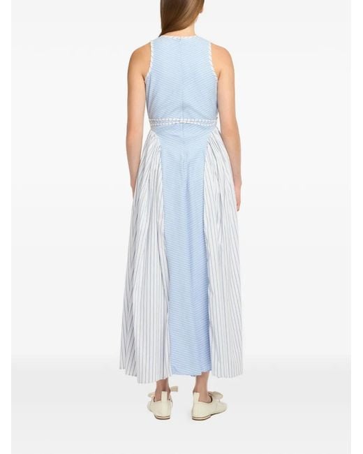 Cinq À Sept Blue Emin Striped Tie-Waist Maxi Dress