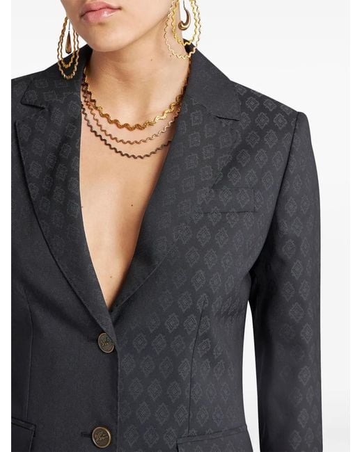Etro Black Wool-Viscose Outerwear Jacket
