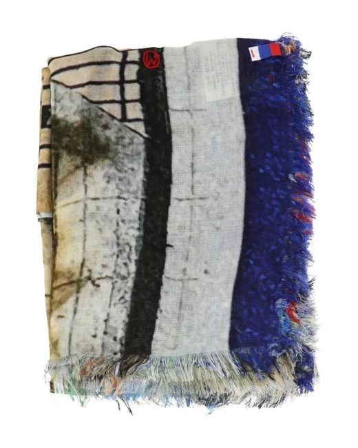 TALKING WALLS Blue Fringed Scarf