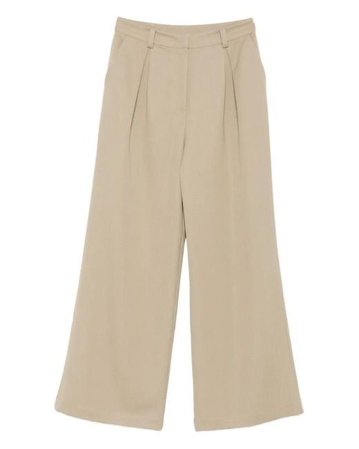 Patrizia Pepe Natural Pleated Wide-Leg Trousers