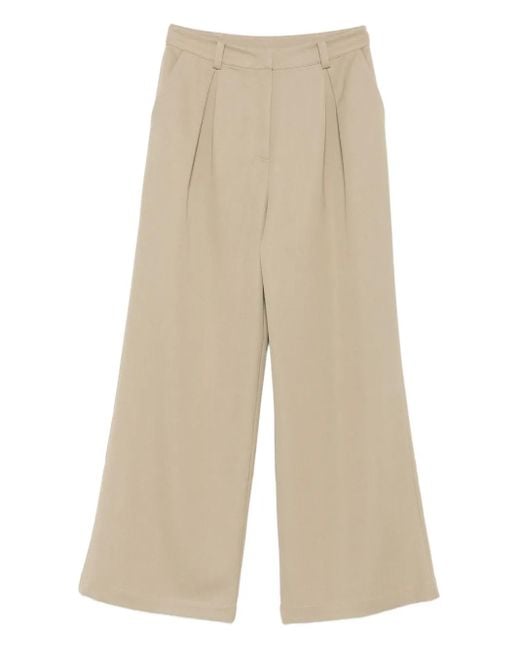 Patrizia Pepe Natural Pleated Wide-Leg Trousers