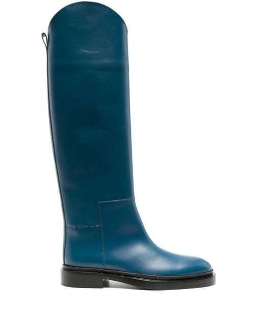 Jil Sander Blue Knee-high Leather Boots