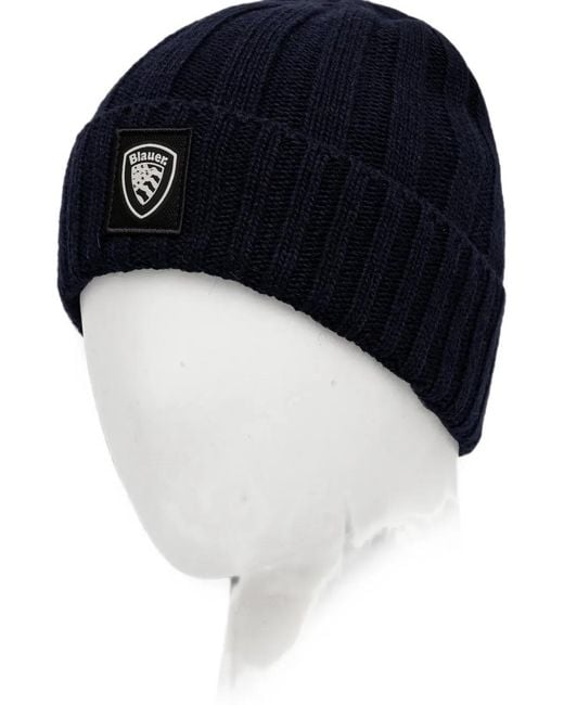 Blauer Black Cutter Ribbed Logo-Patch Beanie Hat for men