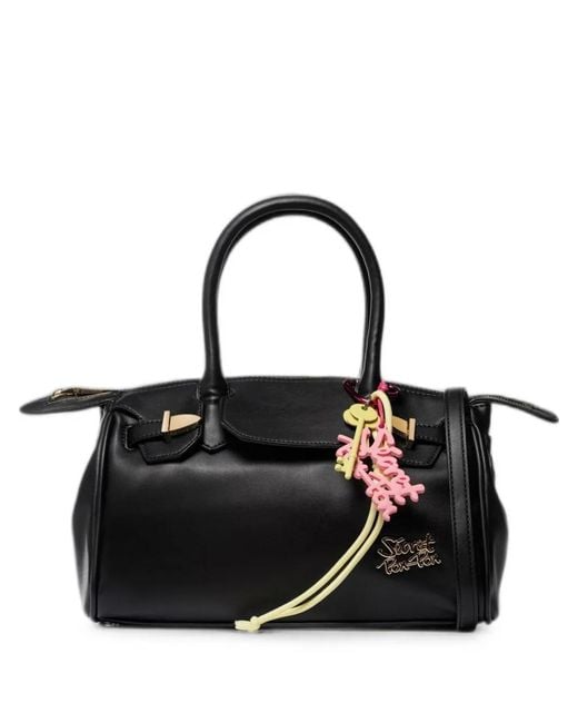 Secret Pon-pon Black Alexandra Logo-Plaque Shoulder Bag