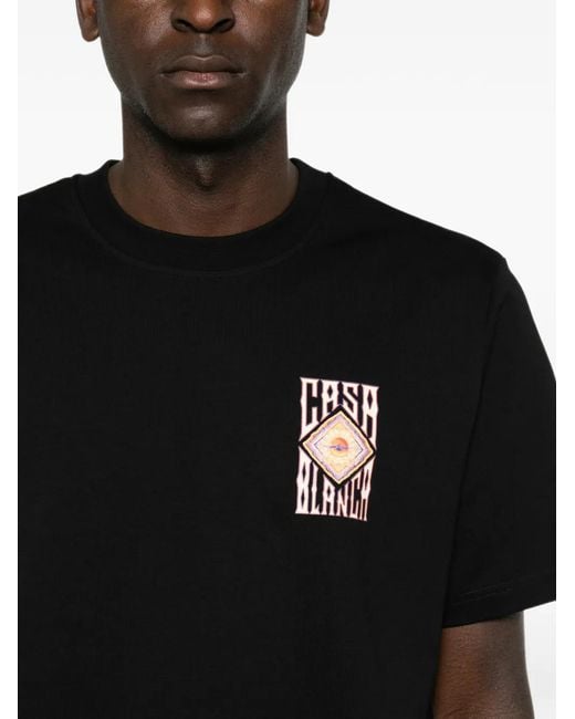 Casablanca Black Hermons Mirage-Print T-Shirt for men