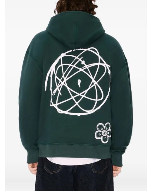 KENZO Green X Futura 2000 Atom-Flower Print Hoodie for men
