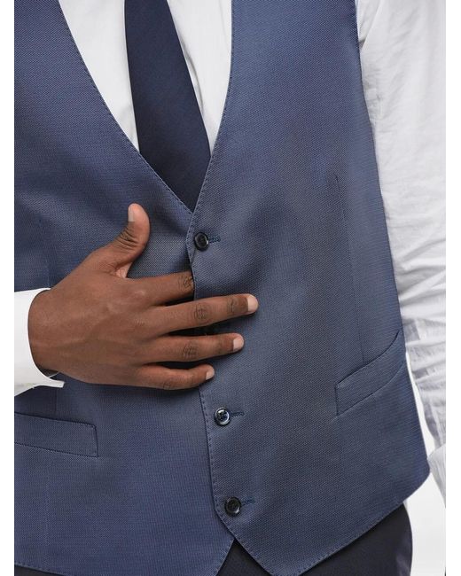 Corneliani Blue Textured-Finish Silk Waistcoat for men