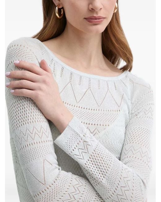 Marciano White Gehäkeltes Maxikleid mit langen Ärmeln