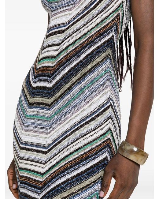 Missoni White Robe Longue Sans Manches À Chevrons