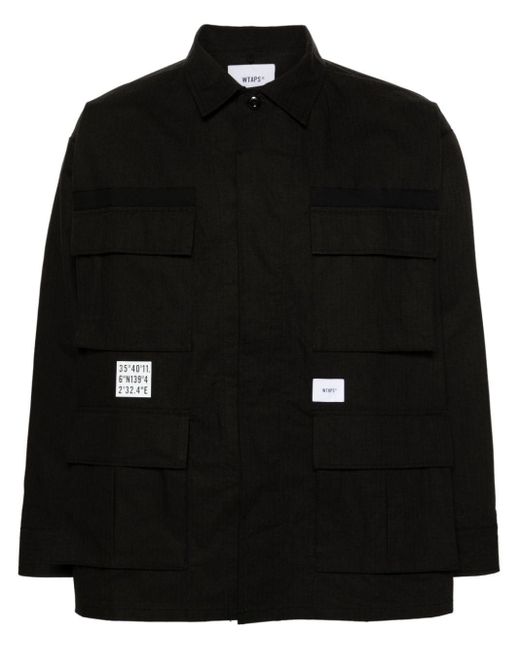 (w)taps Black 13 Button-up Overshirt for men