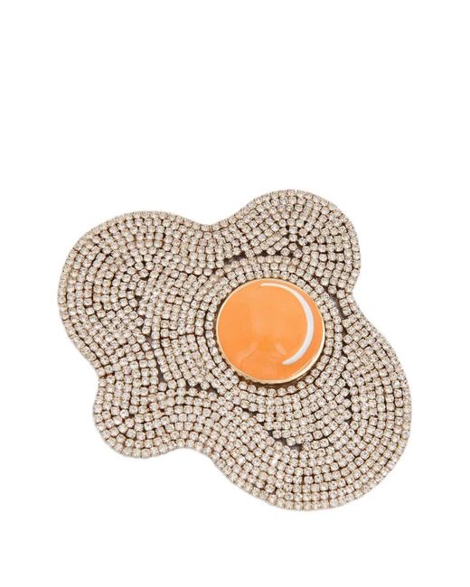 Essentiel Antwerp White Egg-Shaped Rhinestone-Embellished Brooch