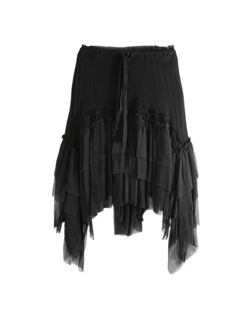 Ann Demeulemeester Black Bete Ruffled Asymmetric Skirt