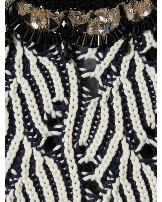LaDoubleJ Black Patterned Beaded Top