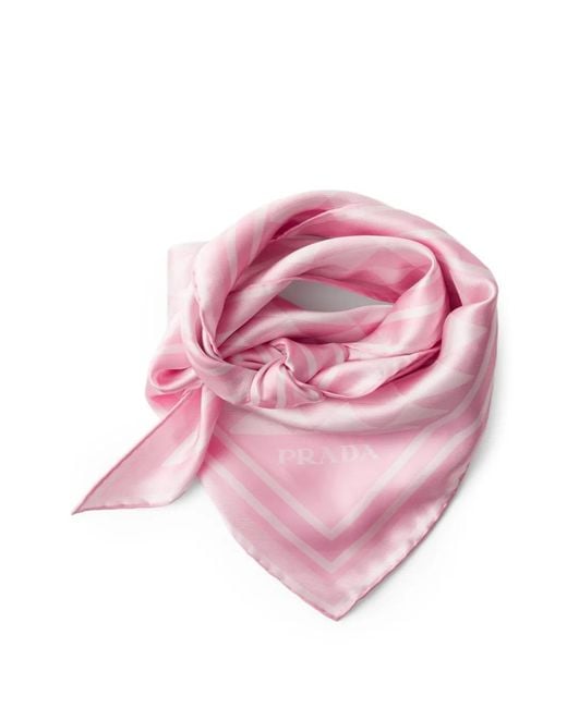 Prada Pink Printed Silk Scarf