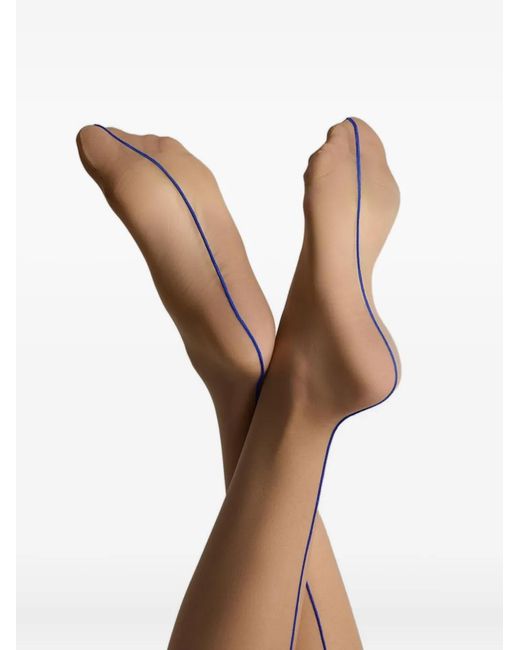 Maison Close Brown Contrast-Lining Stretch Tights