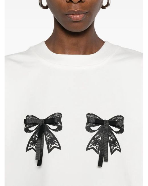 Hamza White Luna Lace-Bow T-Shirt