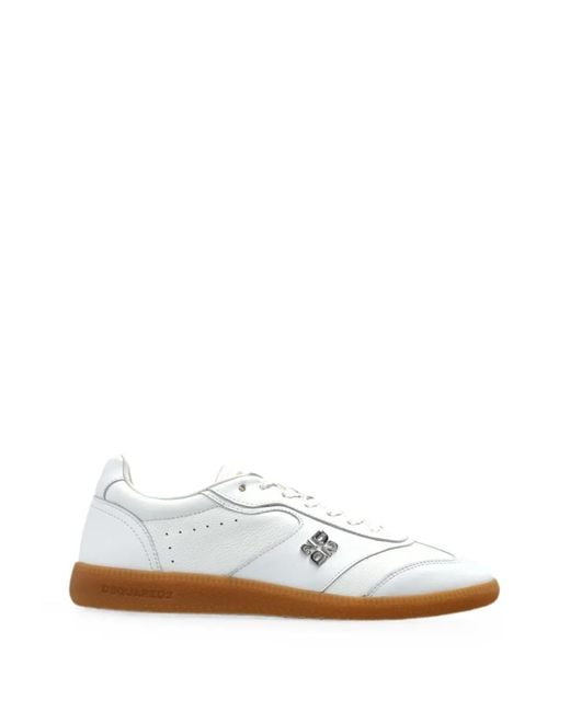 DSquared² White Logo-Plaque Leather Sneakers