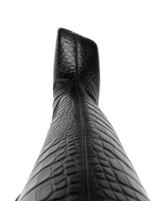 AMINA MUADDI Black Marine Stiefel mit Kroko-Effekt 95mm