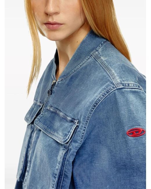 DIESEL Blue De-Khlo-S Track Denim Bomber Jacket