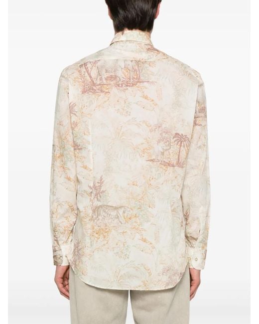 Etro Overhemd Met Bloemenprint in het Natural voor heren