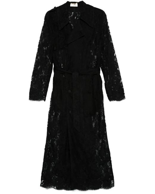 Saint Laurent Black Lace Trench Coat