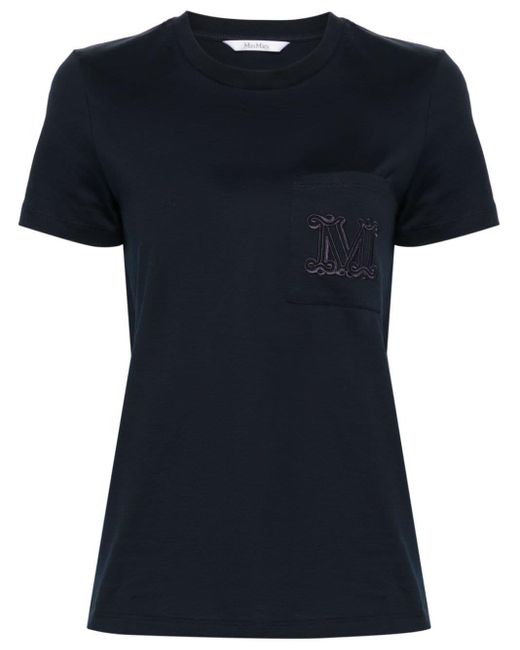 Max Mara T-shirt Met Geborduurd Logo in het Black