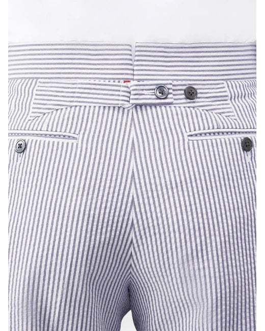 Thom Browne White Striped Back-Strap Shorts for men