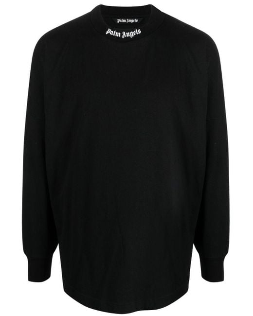 Palm Angels Black Logo-print Long-sleeved Sweatshirt for men