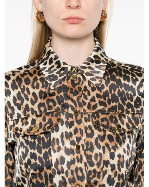 Ganni Multicolor Shirt With Animalier Print