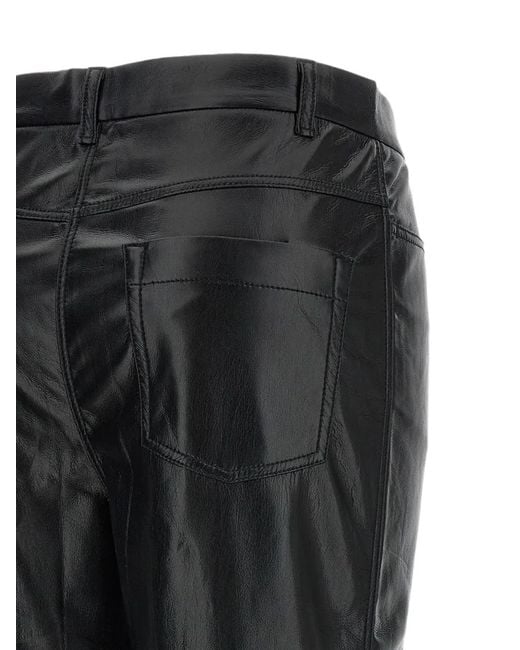 ANDAMANE Black Axelle Leather-Effect Cropped Trousers