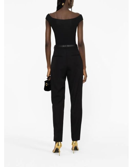 Balmain Black Split-Hem Virgin Wool Tapered Trousers