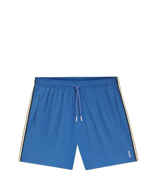 Boss Blue Stripe Swim Shorts Logo for men