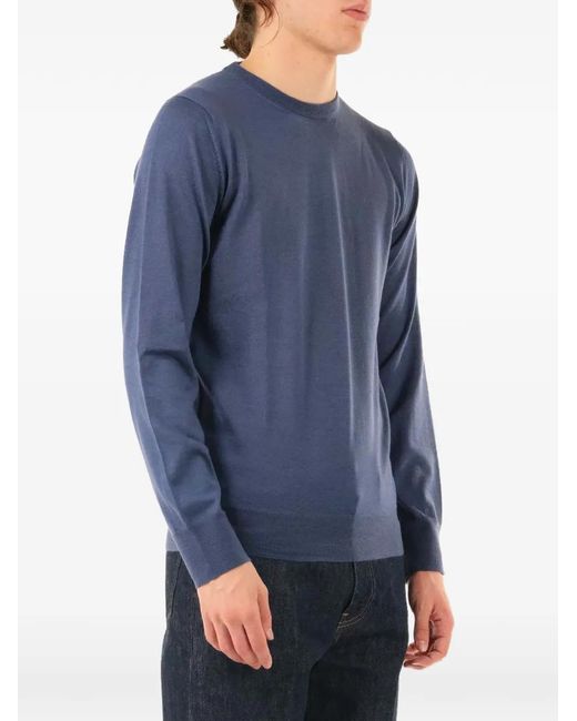 Al Duca D'aosta Blue Ribbed-Trim Long-Sleeve T-Shirt for men