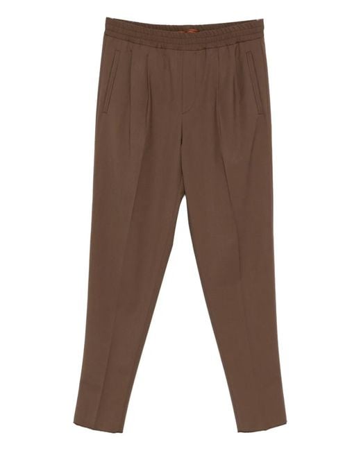 Zegna Brown Elasticated Trousers for men