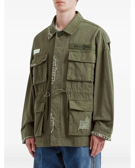 FIVE CM Green Veste À Design Patchwork for men