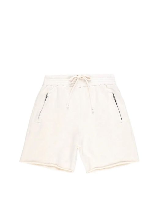 Les Tien White Zip-Pocket Raw-Hem Shorts for men