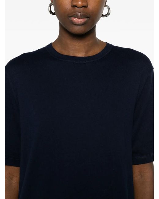 Bompard Blue Round-Neck Midi Dress