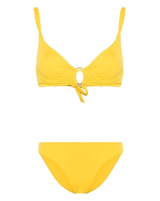 Fisico Yellow Ring-embellished Bikini
