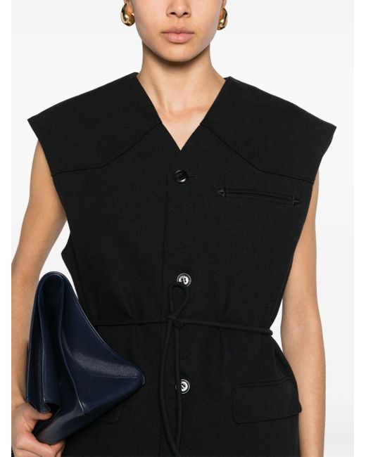 Nanushka Black Astrid Belted Vest - Women's - Cotton/linen/flax