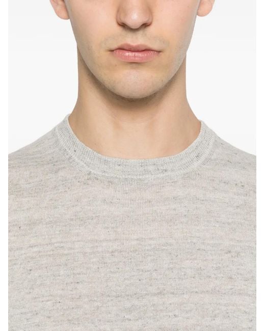 FILIPPO DE LAURENTIIS Gray Fine-Knit Short-Sleeve T-Shirt for men