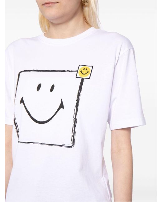 Joshua Sanders Gray Square Smiley Face-print T-shirt
