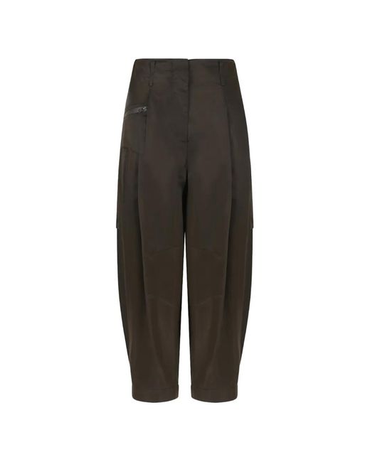 Hui Milano Green Pleated Zip-Detail Cargo Pants