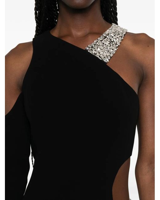 Jean Louis Sabaji Black Crystal-Embellished Cut-Out Dress