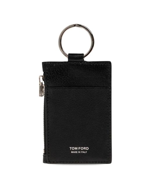 Tom Ford Black Grained Leather Cardholder for men