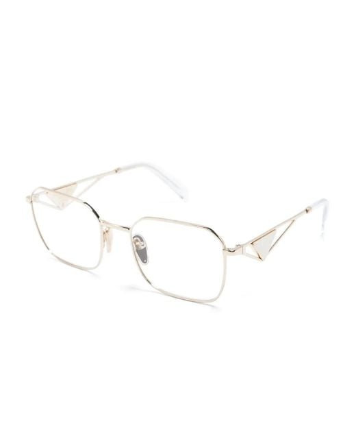 Prada Natural Triangle-Logo Square-Frame Glasses