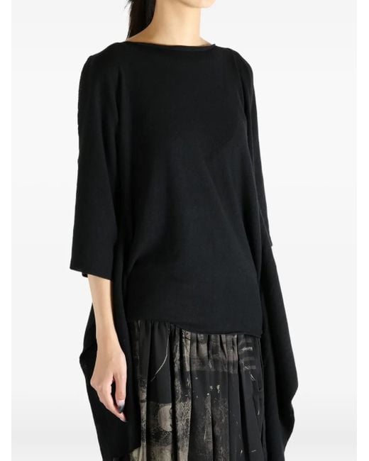 Y's Yohji Yamamoto M-dolman Asymmetric Draped Top Black