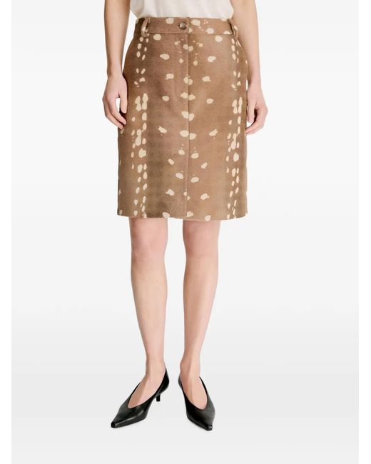 Loulou de Saison Natural Mica Deer-Print Pony-Effect Mid Skirt