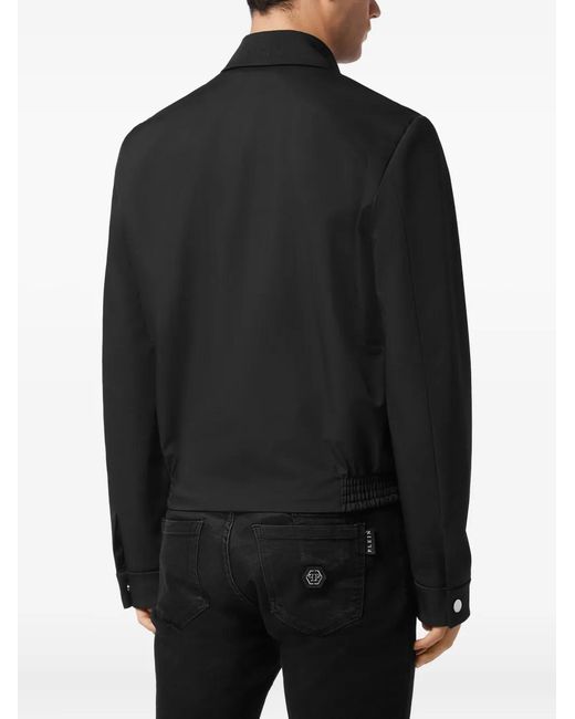 Philipp Plein Black Logo-Plaque Jacket for men